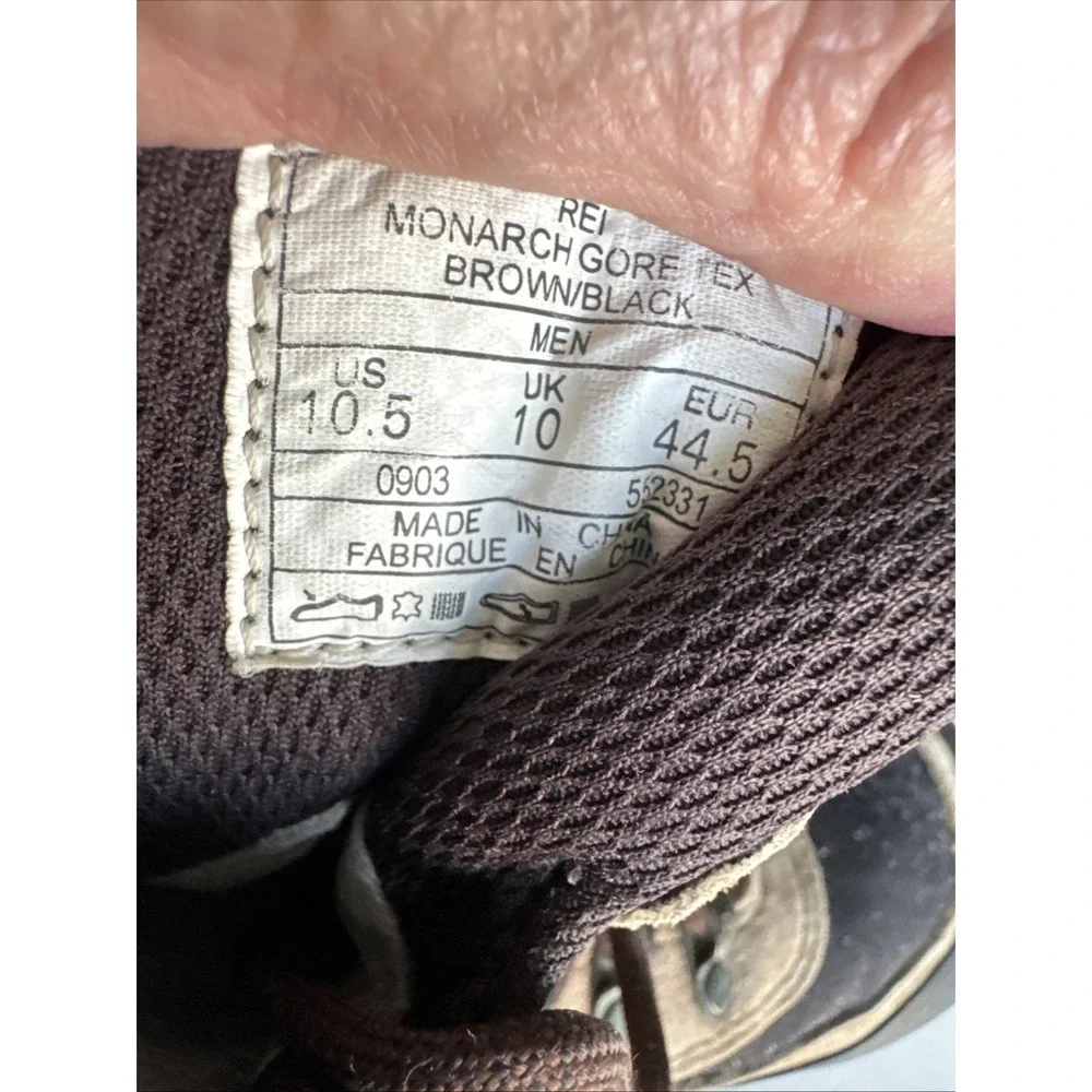 REI Brown Leather Gore-Tex Waterproof Hiking Boots‎ Vibram Sole US Men's 10.5
